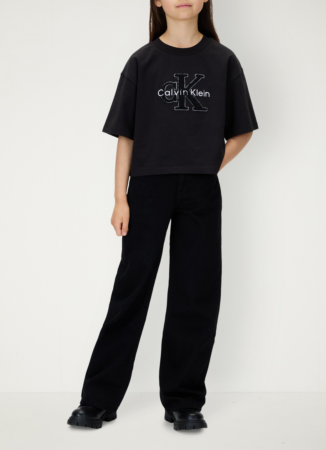 Calvin Klein Wide fit jeans met steekzakken - voorkant 3 zwart