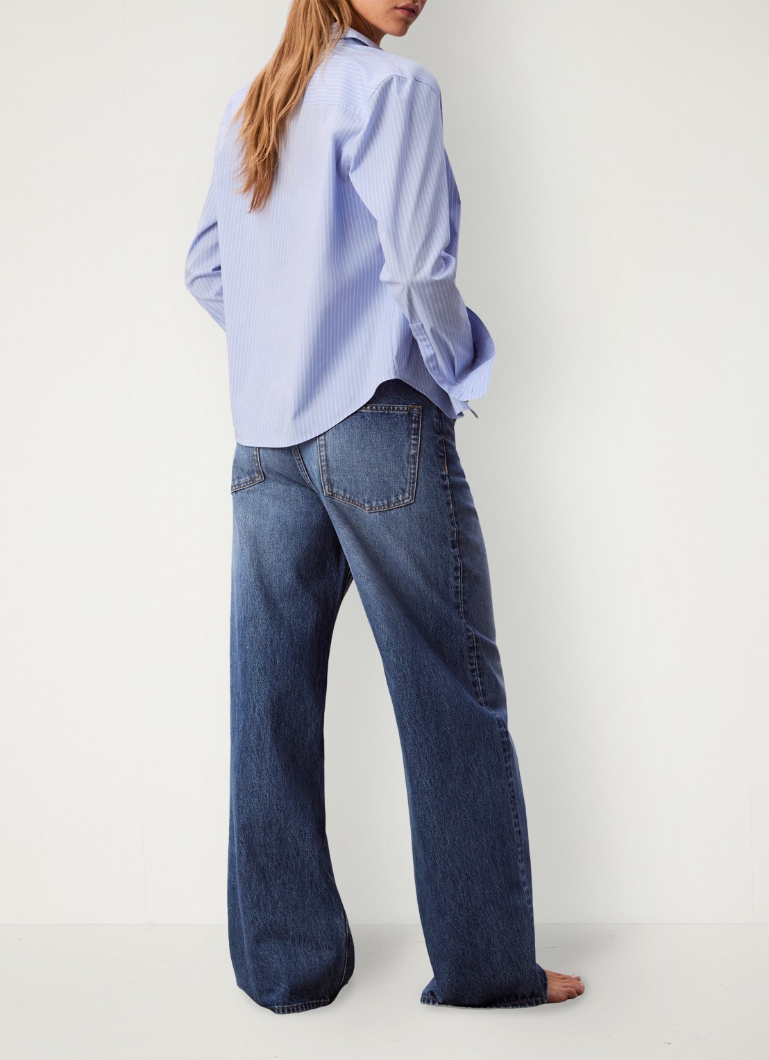 Calvin Klein Wide leg jeans met medium wassing  - achterkant indigo