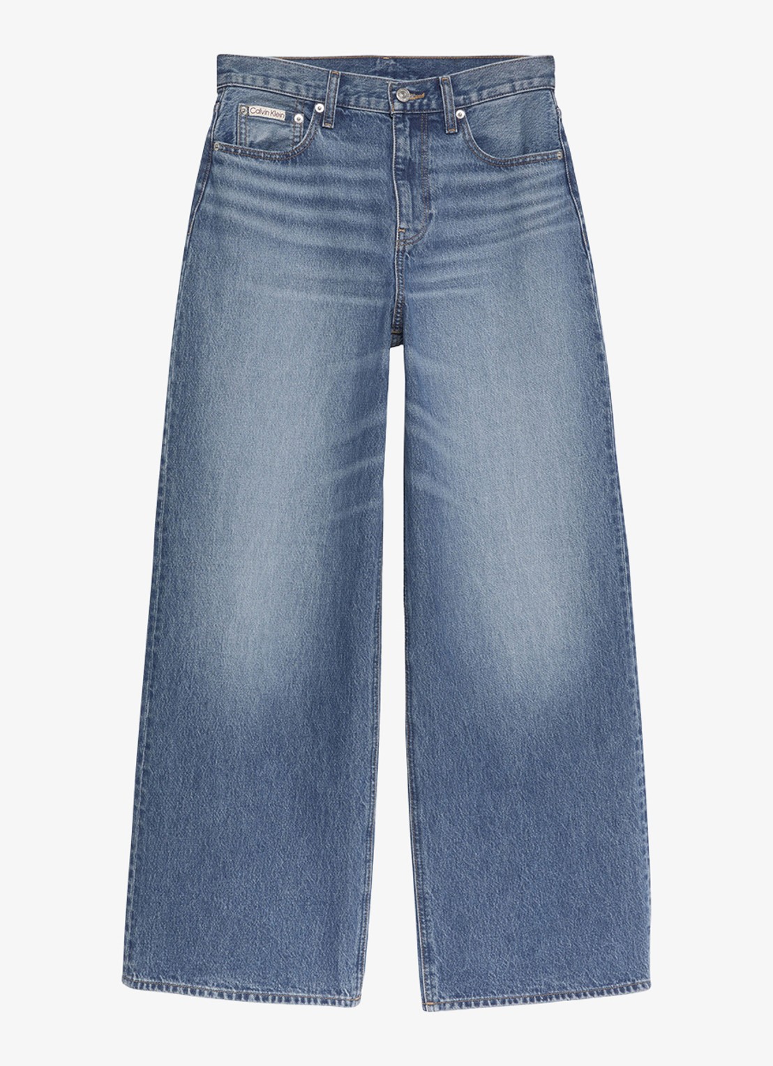 Calvin Klein Wide leg jeans met medium wassing  - voorkant 6 indigo