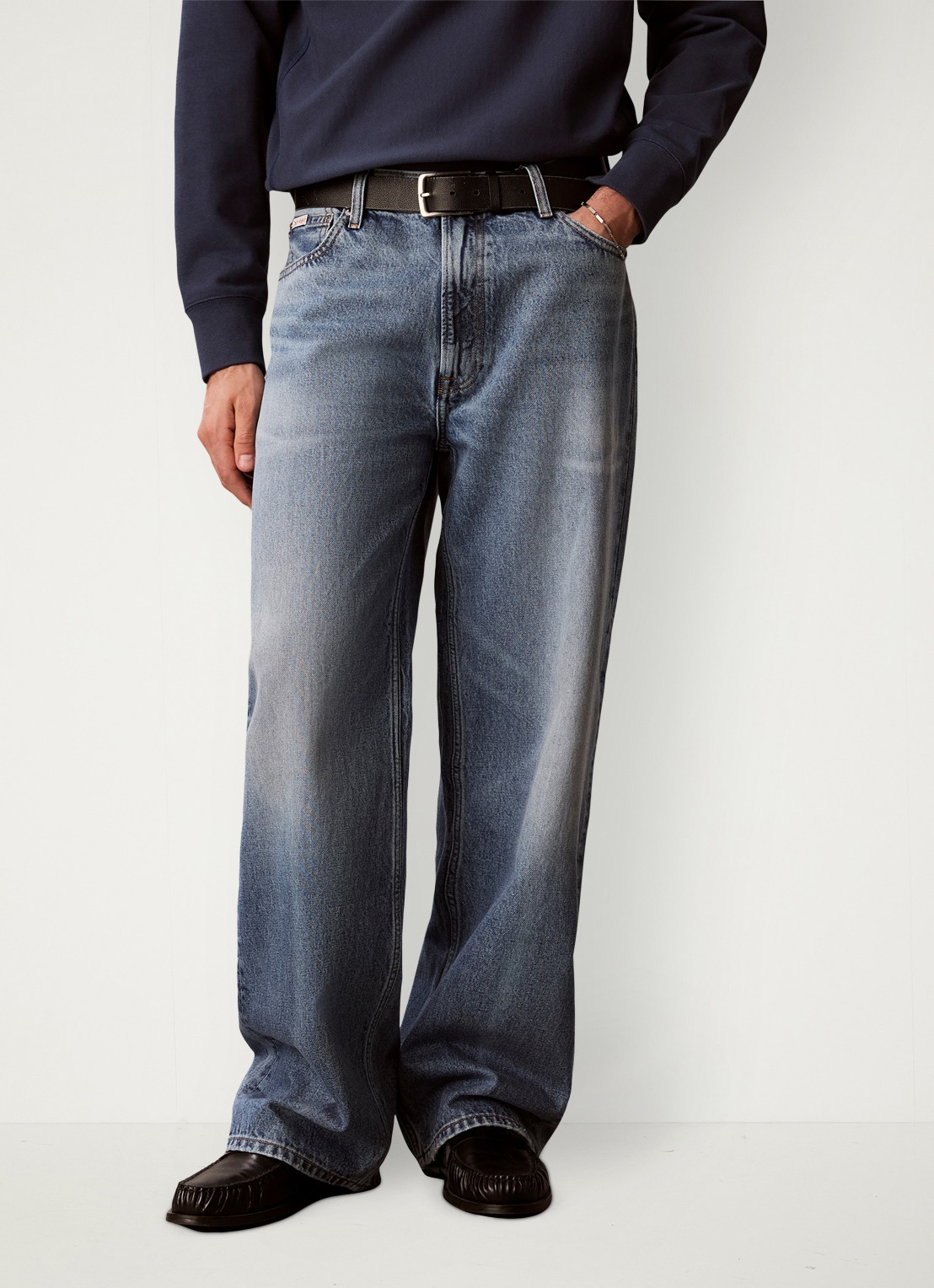 Calvin Klein Wide leg jeans met steekzakken - detail 3 harper blue-xaj /  blauw