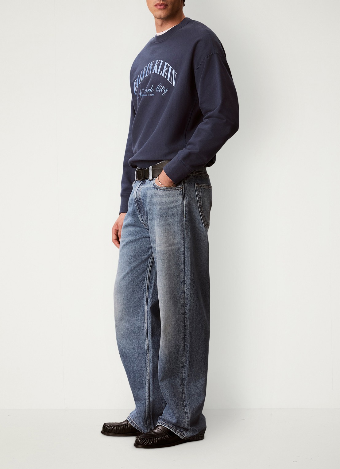 Calvin Klein Wide leg jeans met steekzakken - detail 4 harper blue-xaj /  blauw