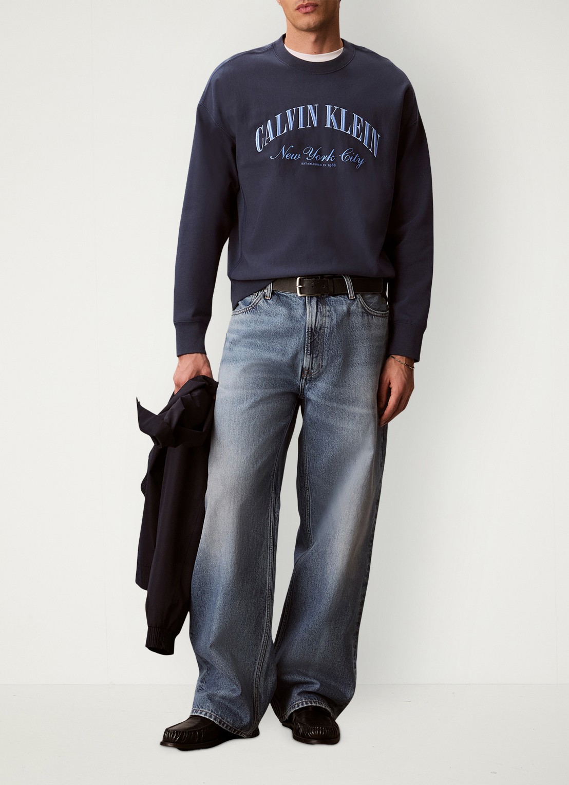 Calvin Klein Wide leg jeans met steekzakken - detail 5 harper blue-xaj /  blauw
