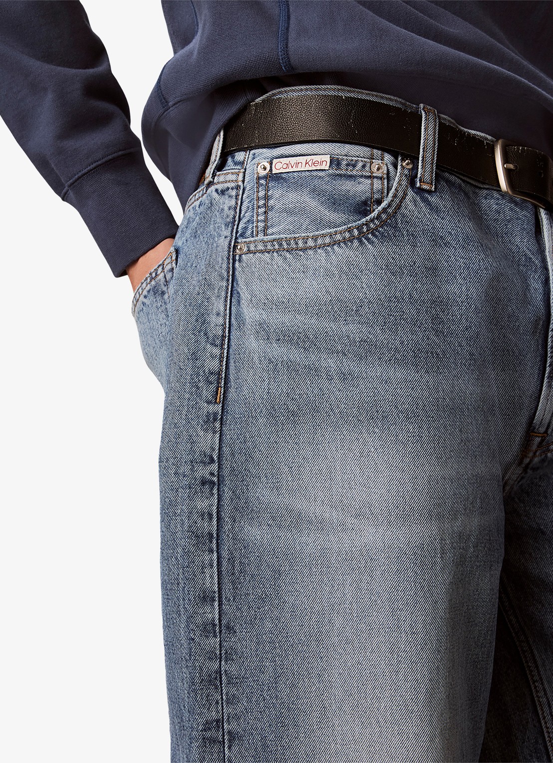 Calvin Klein Wide leg jeans met steekzakken - detail 6 harper blue-xaj /  blauw