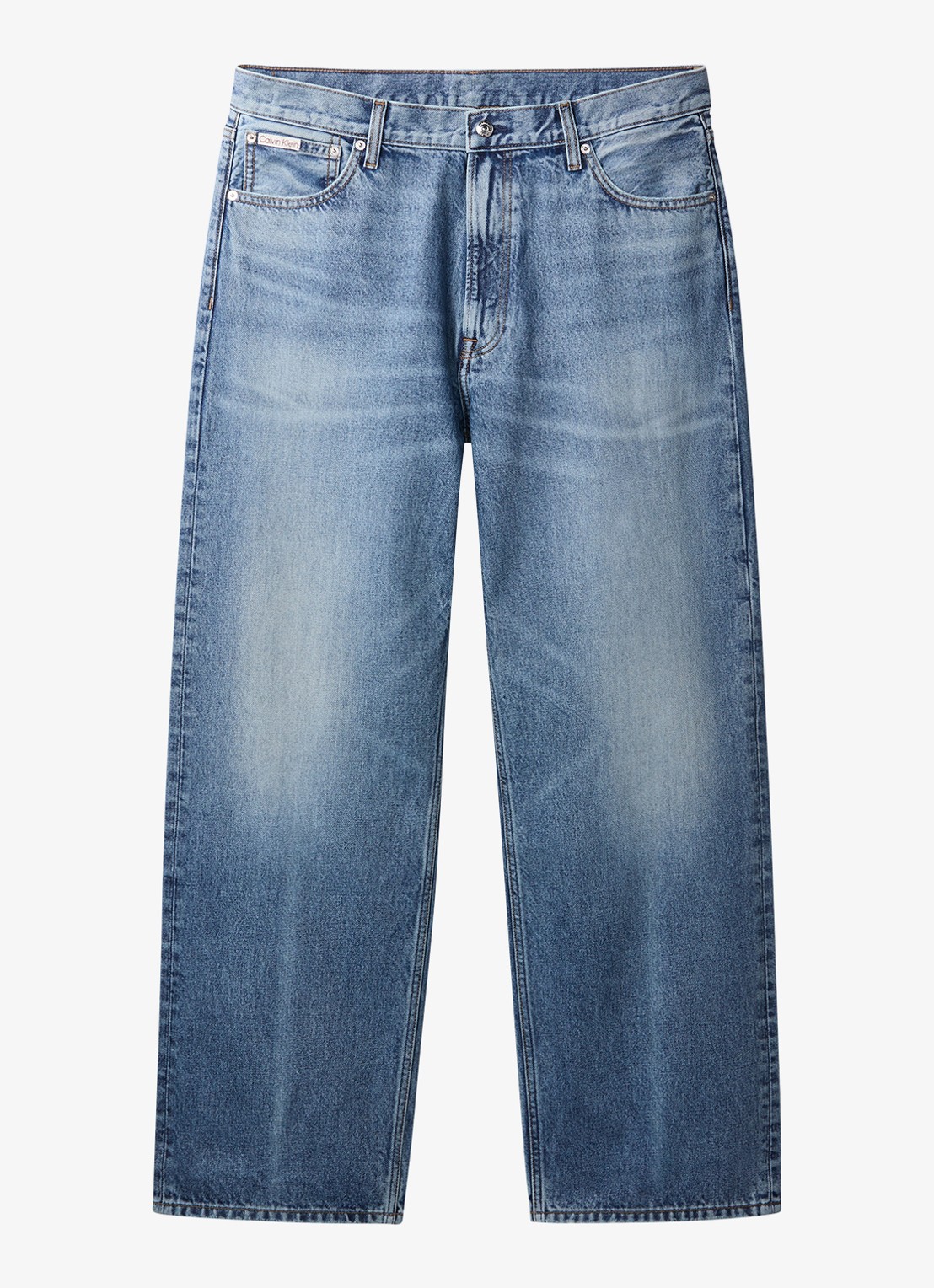 Calvin Klein Wide leg jeans met steekzakken - voorkant harper blue-xaj /  blauw