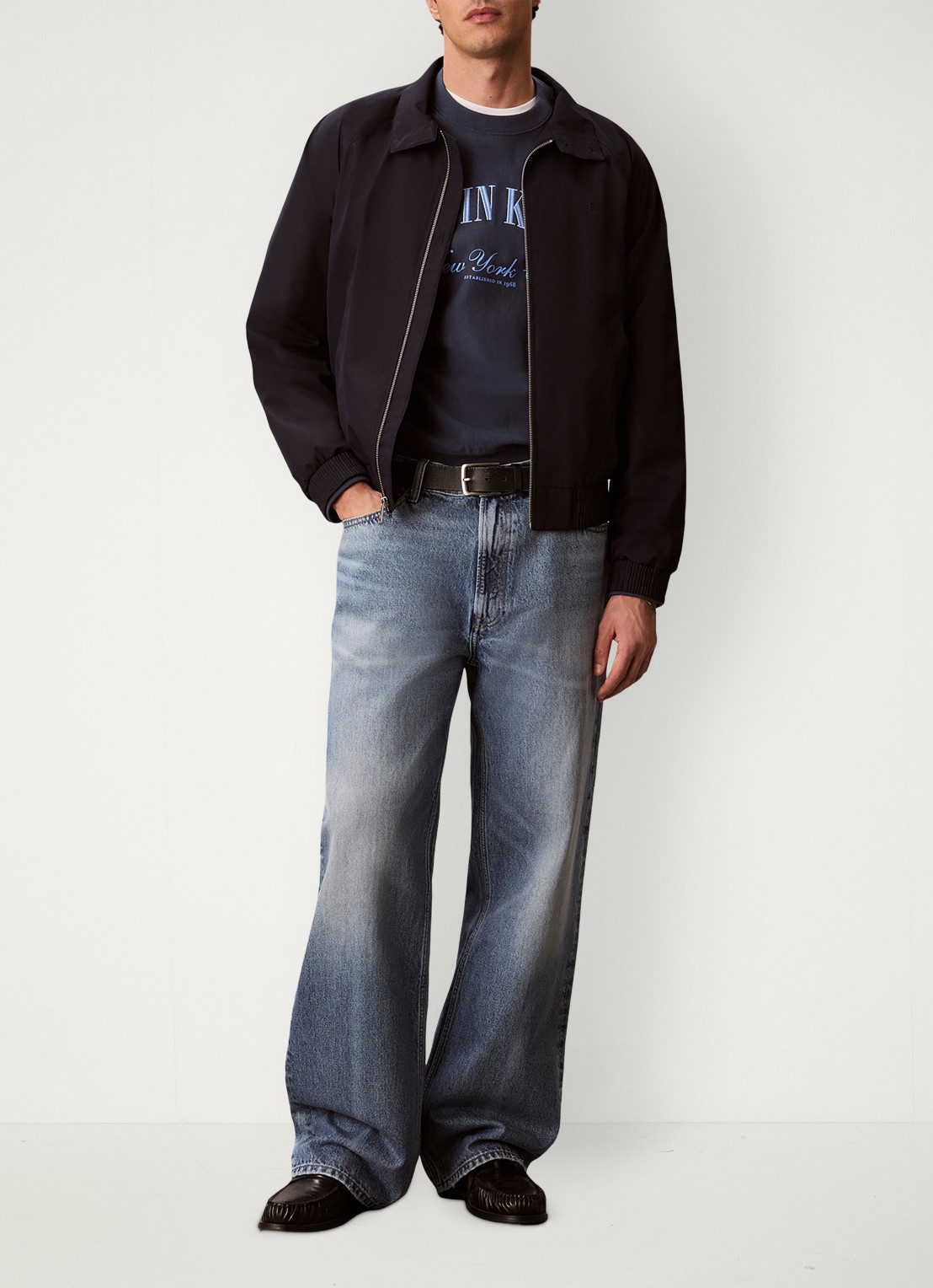 Calvin Klein Wide leg jeans met steekzakken - voorkant 2 harper blue-xaj /  blauw