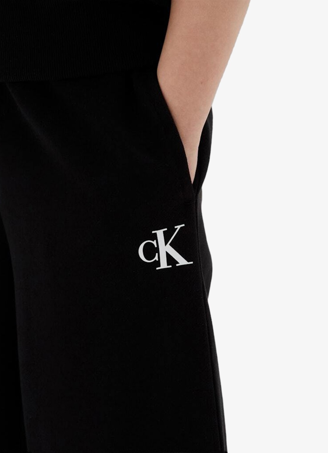 Calvin Klein Wide leg joggingbroek met logoborduring - detail 3 zwart