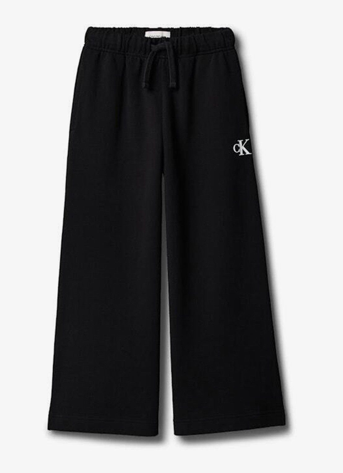 Calvin Klein Wide leg joggingbroek met logoborduring - voorkant 4 zwart
