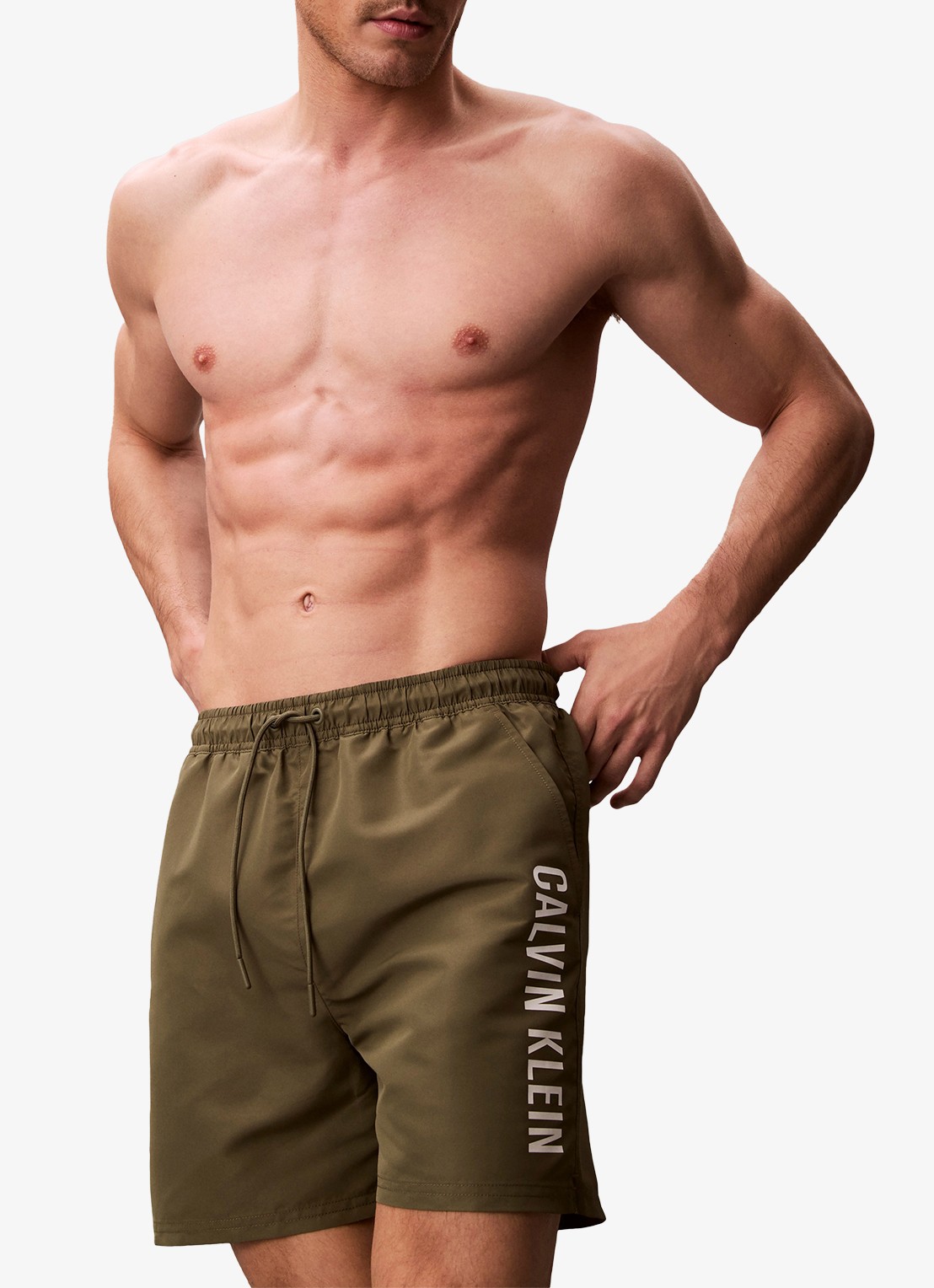 Calvin Klein Zwemshorts met logo en trekkoord - detail 3 groen
