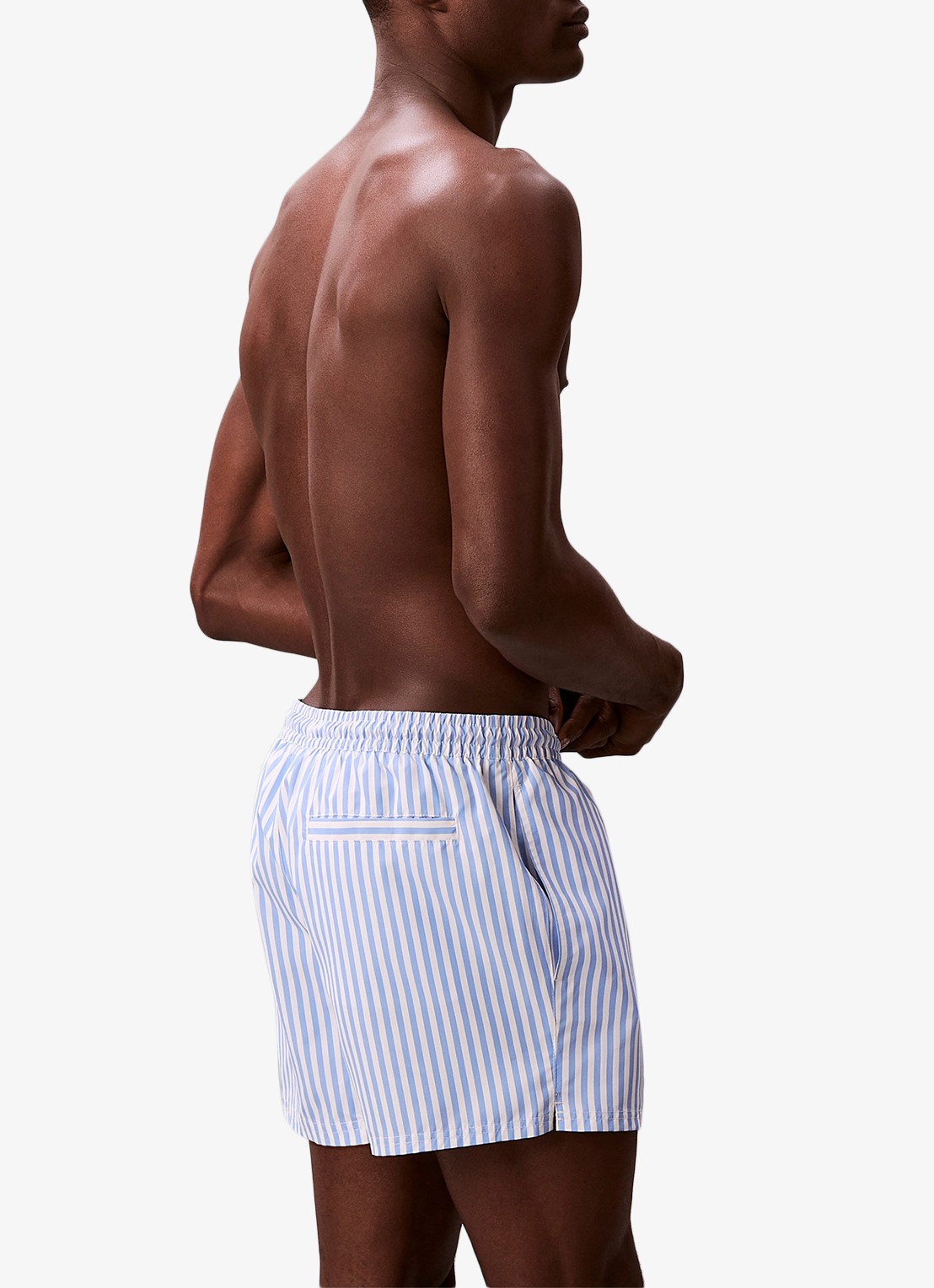 Calvin Klein Zwemshorts met logo en trekkoord - achterkant lichtblauw
