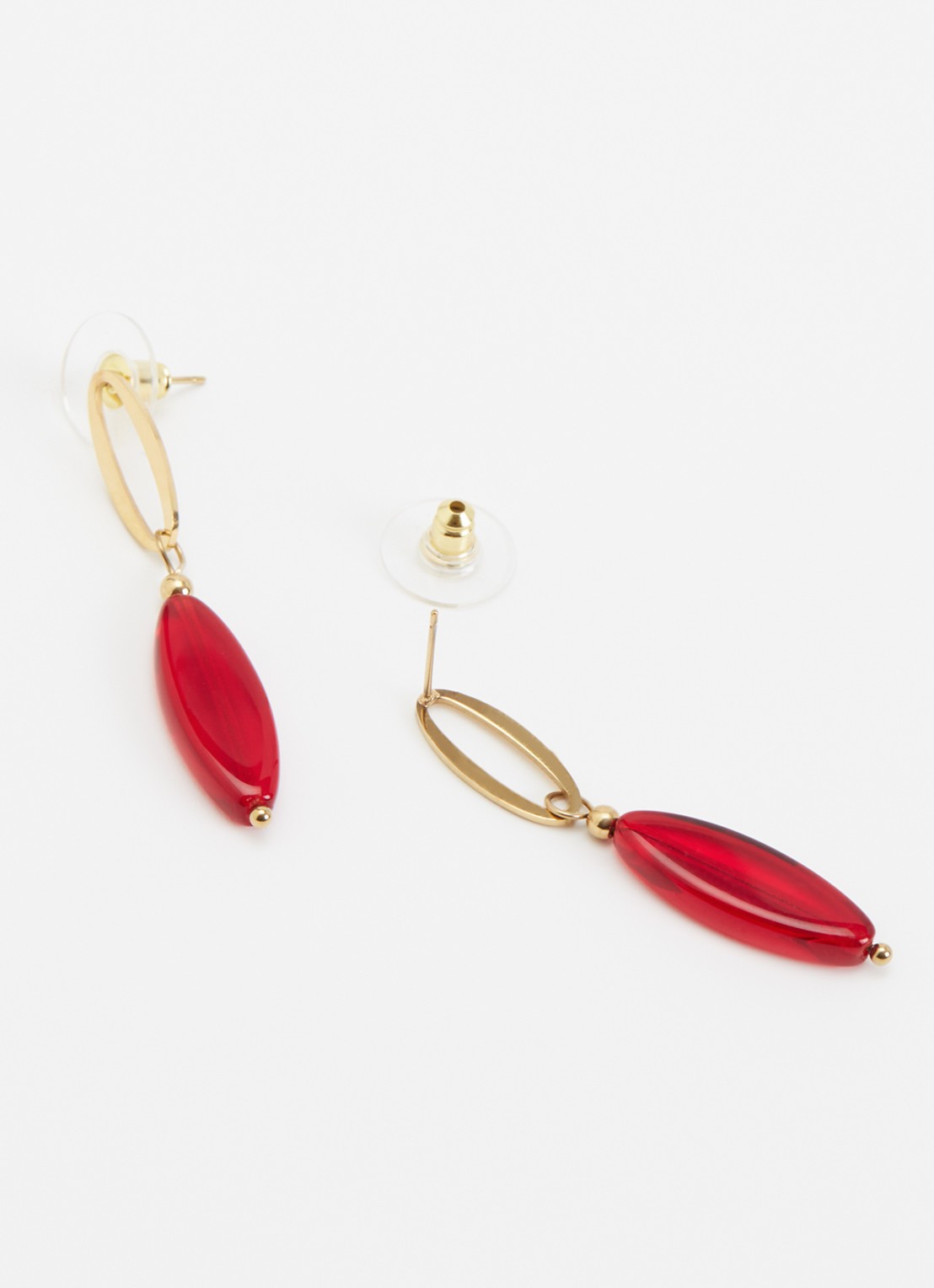 Camps & Camps Autumn Chique Droplet oorstekers verguld - detail rood