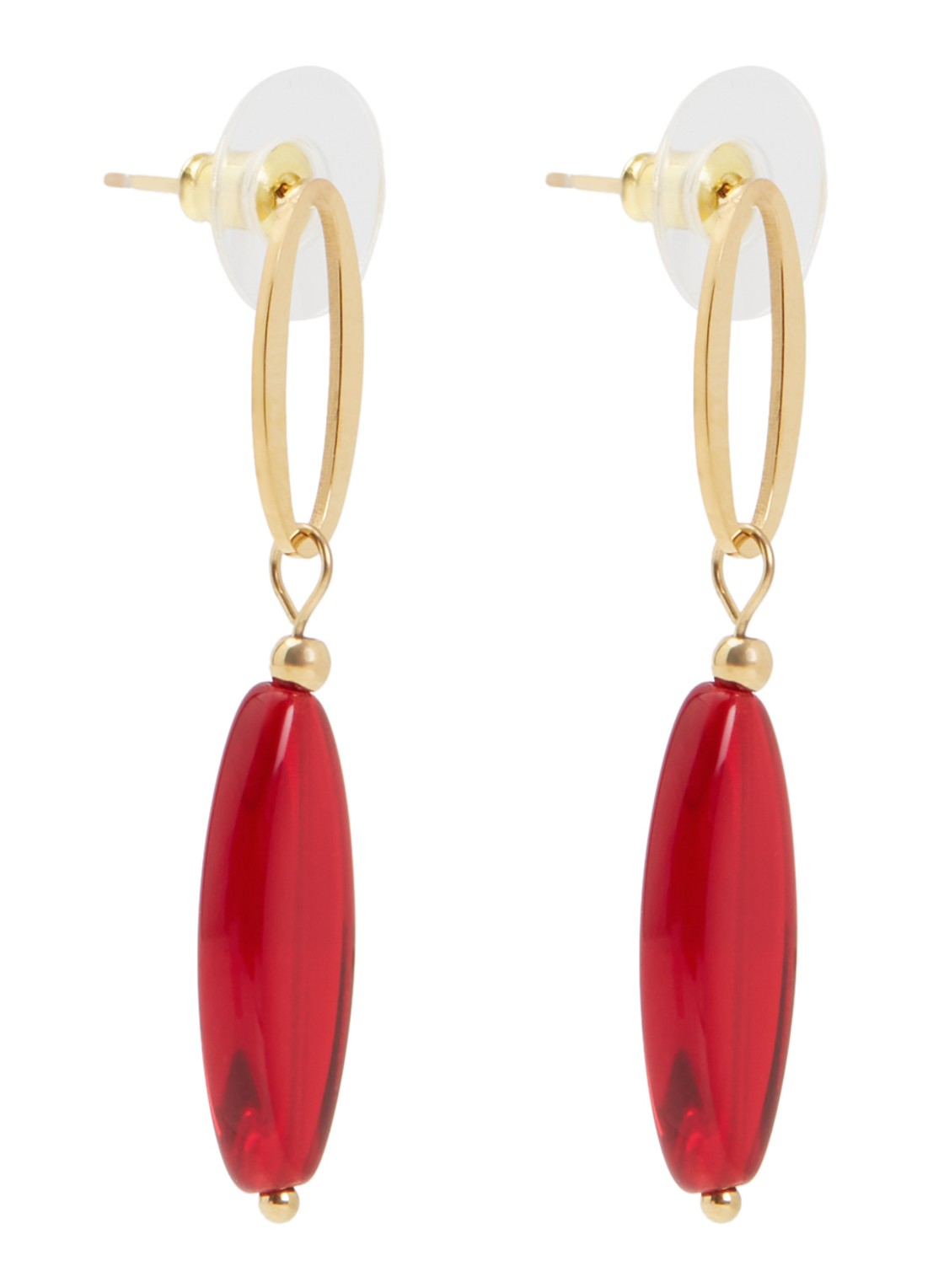 Camps & Camps Autumn Chique Droplet oorstekers verguld - voorkant 2 rood