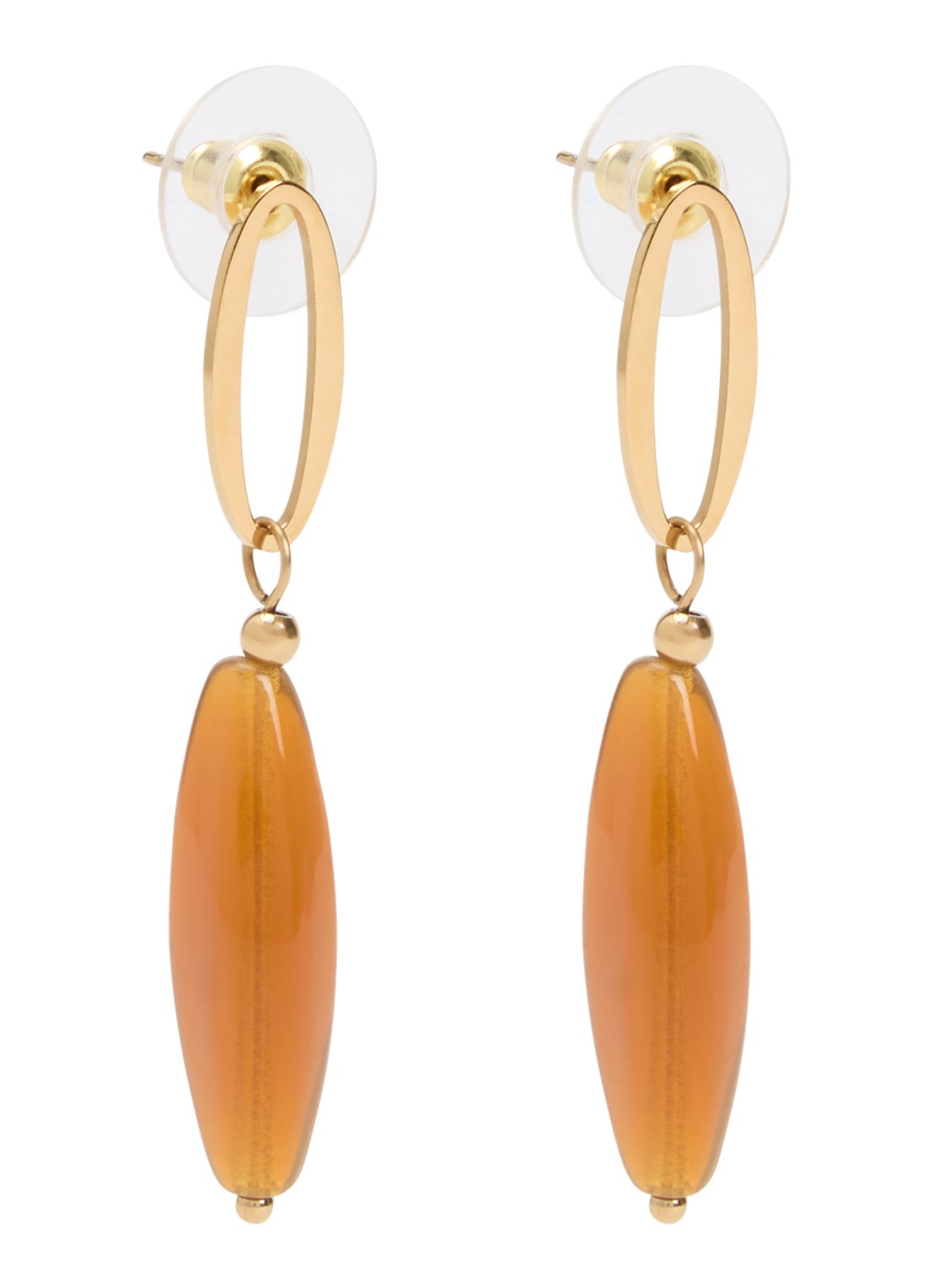 Camps & Camps Autumn Chique Droplet oorstekers verguld - voorkant bruin