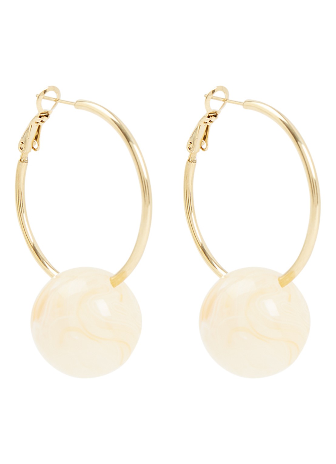 Camps & Camps Big Bauble oorringen verguld - voorkant 2 creme