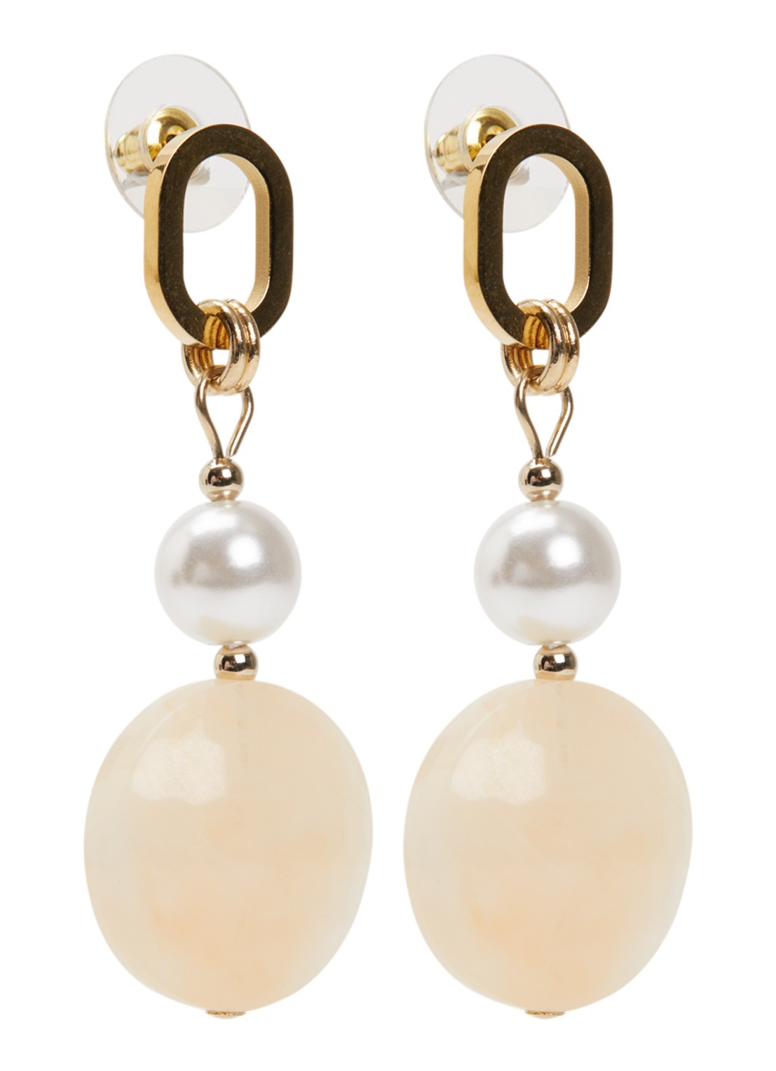 Camps & Camps Big Oval Harmony oorstekers verguld - voorkant creme