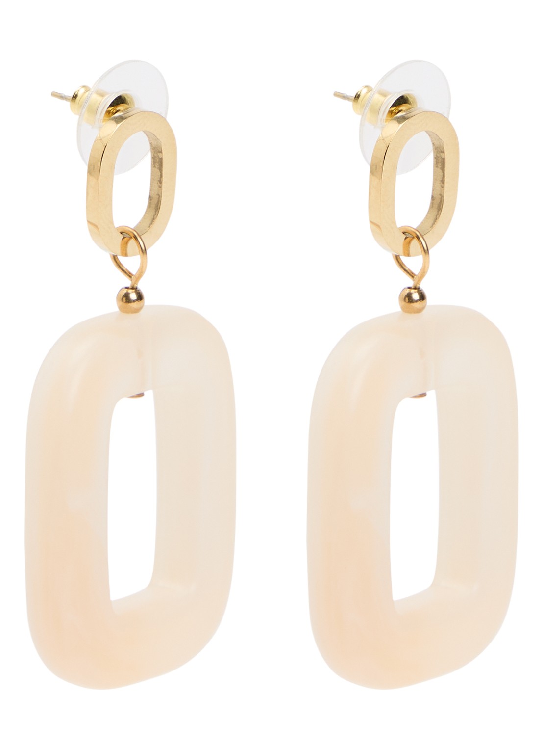 Camps & Camps Chunky Dangling oorstekers met hanger - voorkant wit