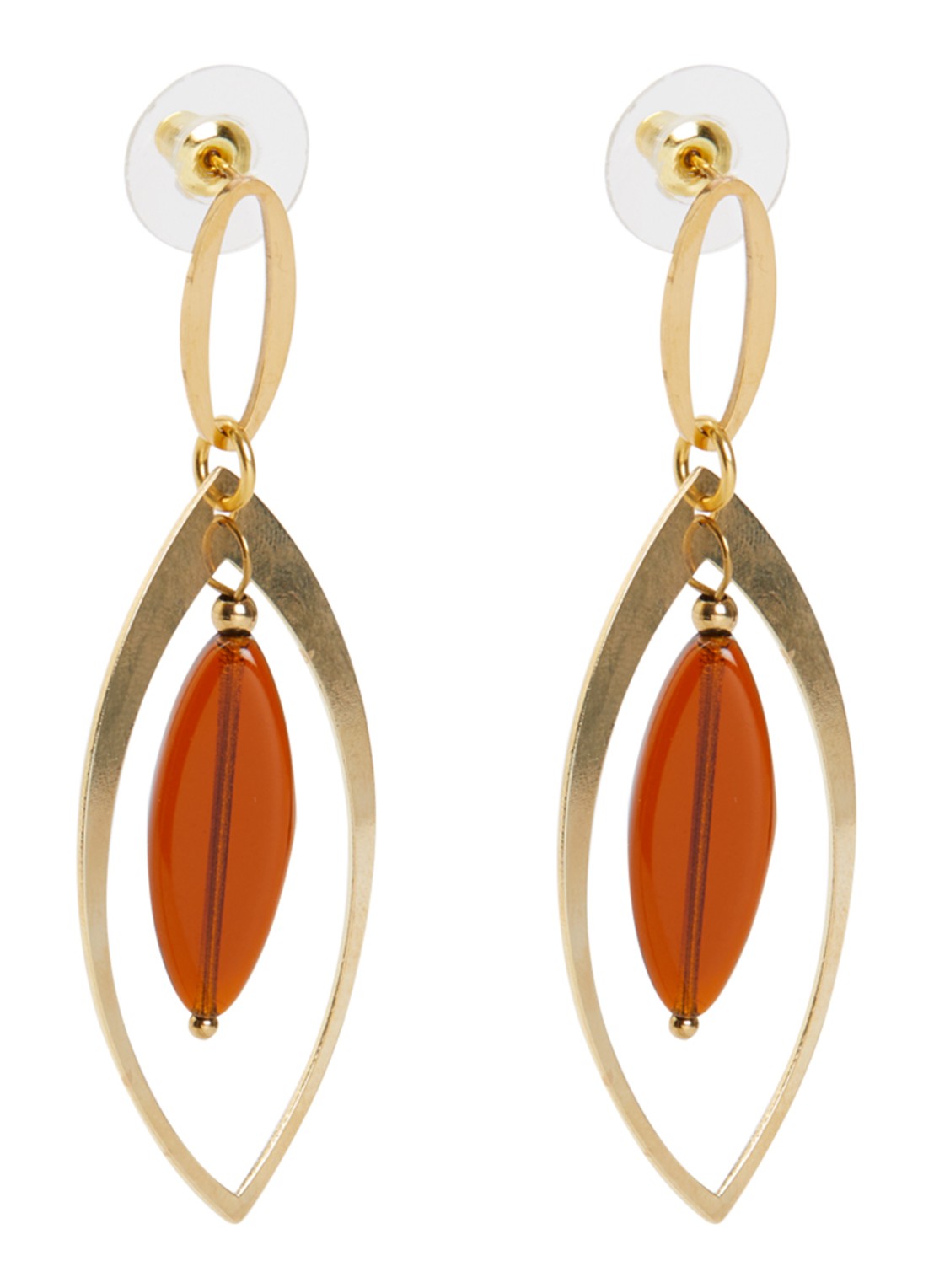 Camps & Camps Dangling oorstekers met hanger - voorkant 2 oranje
