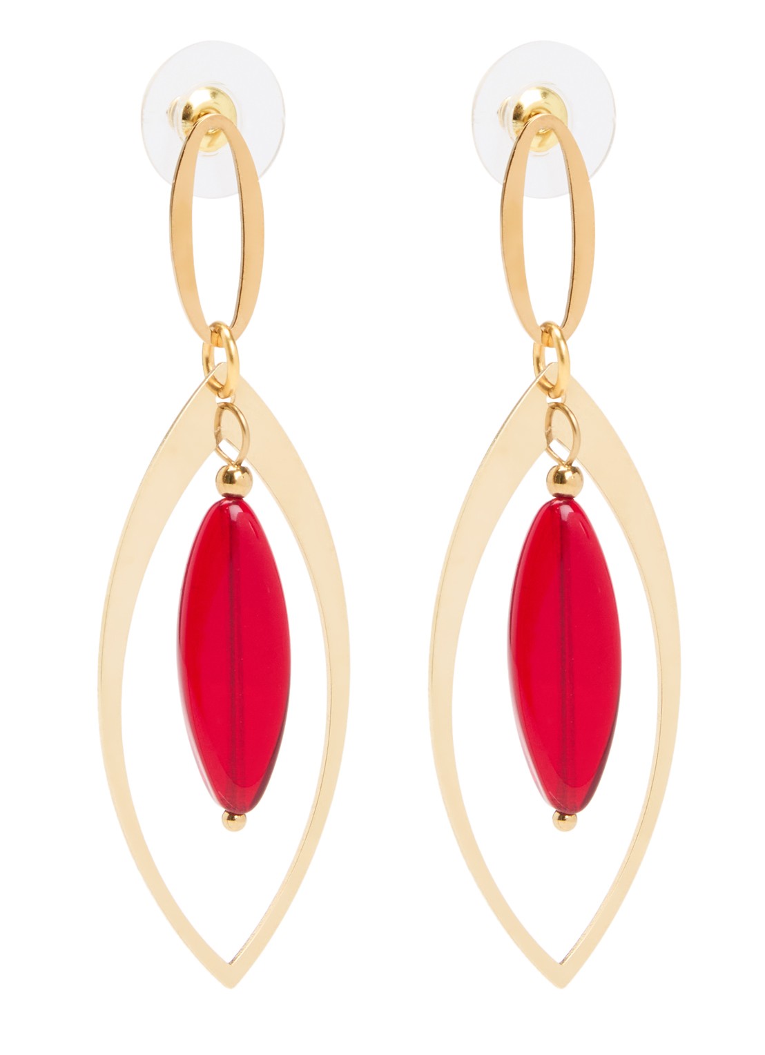 Camps & Camps Dangling oorstekers met hanger - voorkant rood