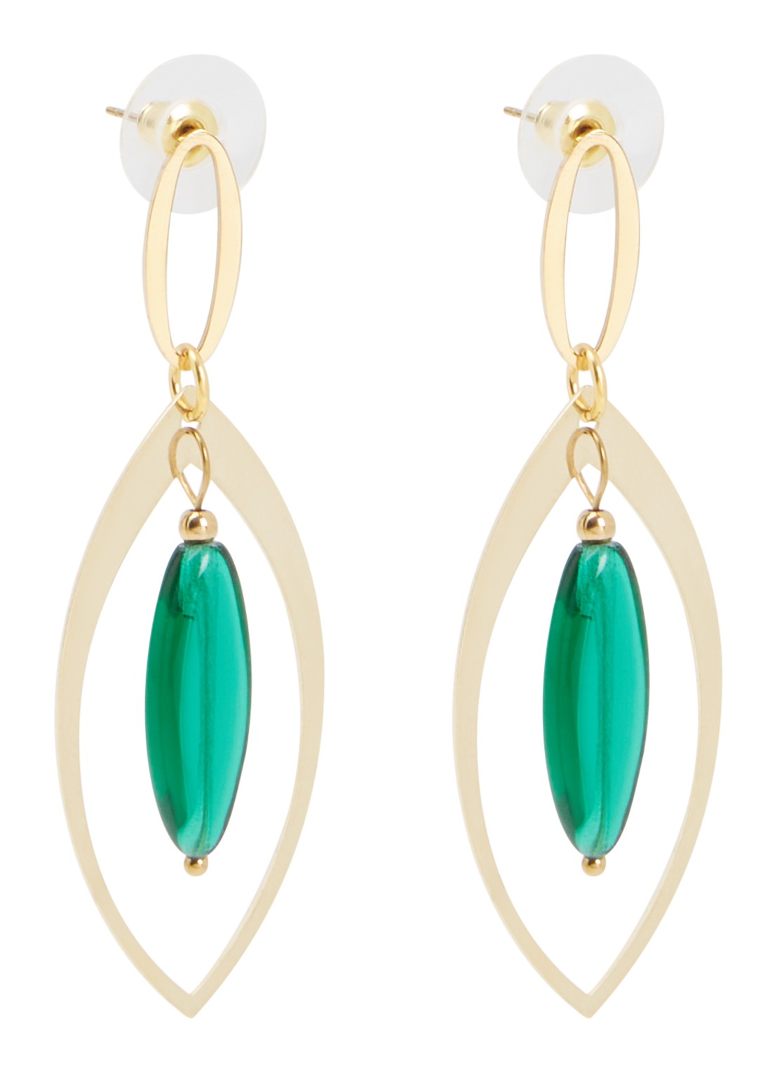 Camps & Camps Dangling oorstekers met hanger - voorkant 2 groen