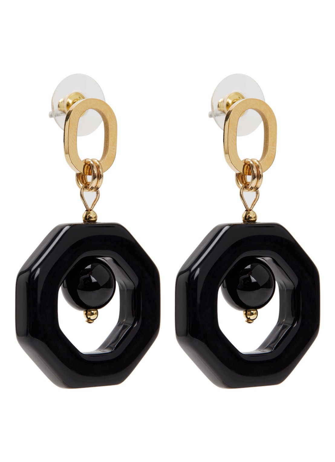 Camps & Camps Eternal Beads oorhangers verguld - voorkant zwart