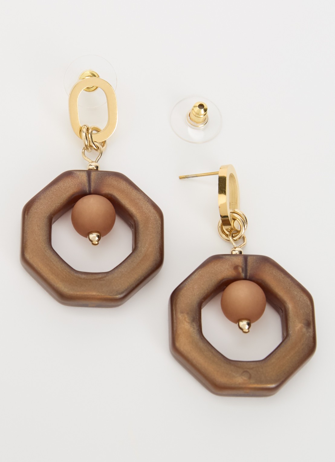 Camps & Camps Eternal Beads oorhangers verguld - detail 3 bruin