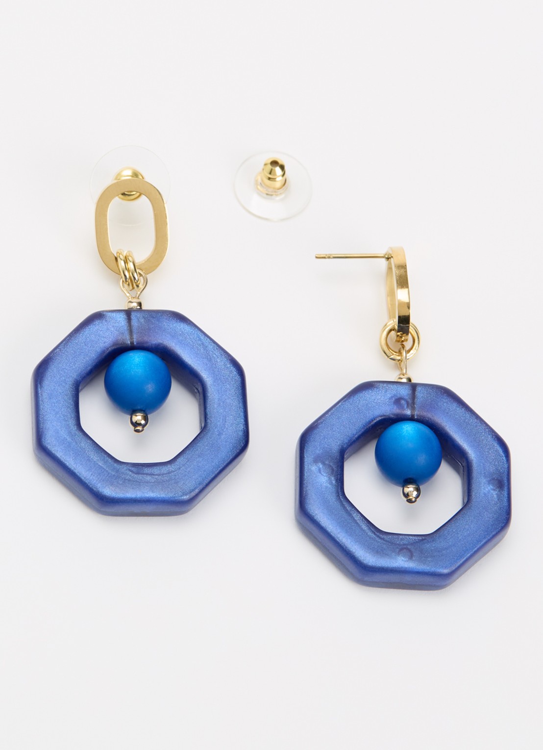 Camps & Camps Eternal Beads oorhangers verguld - detail blauw