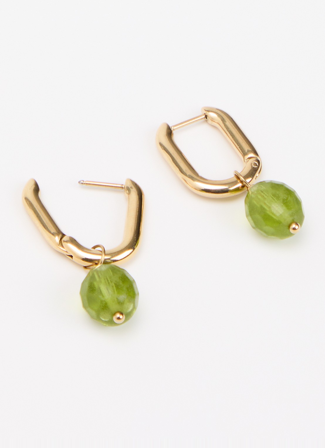 Camps & Camps Glass Bead Erinite oorringen verguld - detail groen