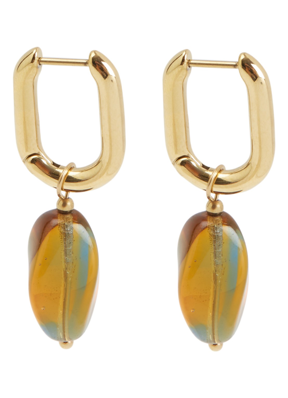 Camps & Camps Glass Bead oorringen verguld - voorkant 2 oranje