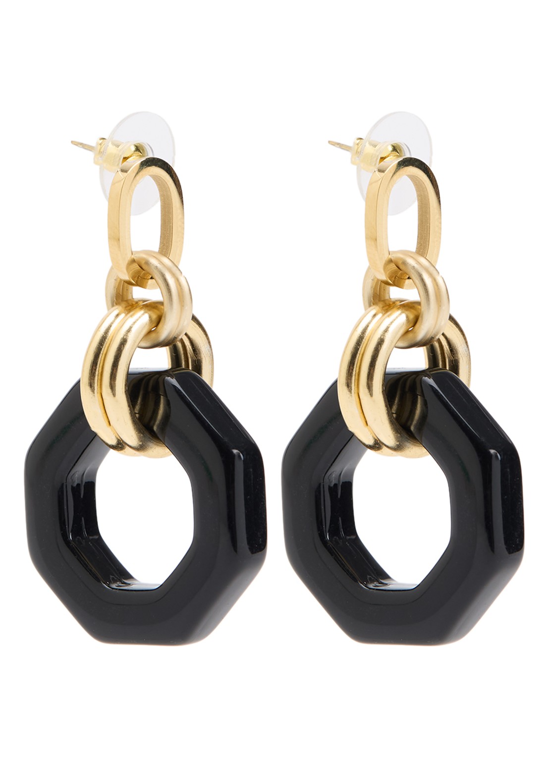 Camps & Camps Linea Eternal Dangling oorstekers verguld - voorkant 2 zwart