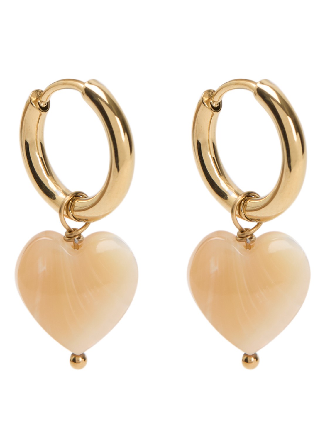 Camps & Camps Mother of Pearl Heart oorringen verguld - voorkant goud
