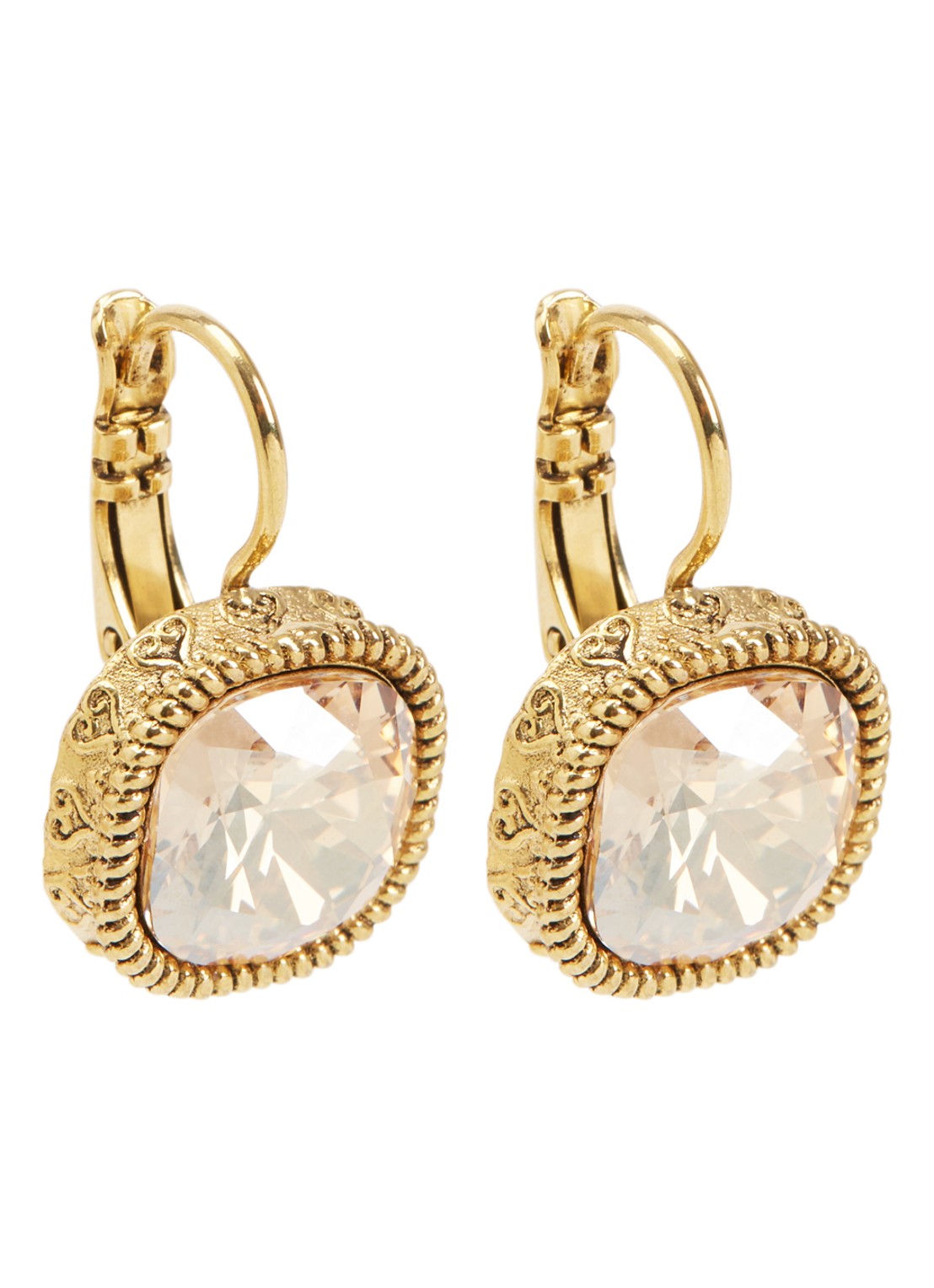 Camps & Camps Oorhangers met Swarovski kristal verguld - voorkant goud