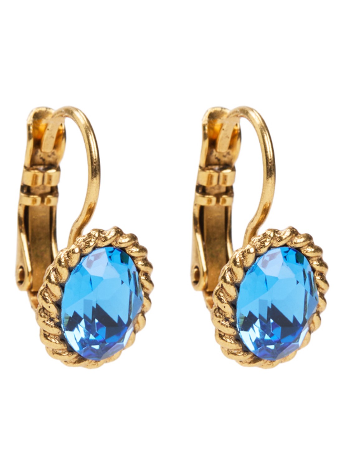 Camps & Camps Oorhangers met Swarovski kristal verguld - voorkant blauw