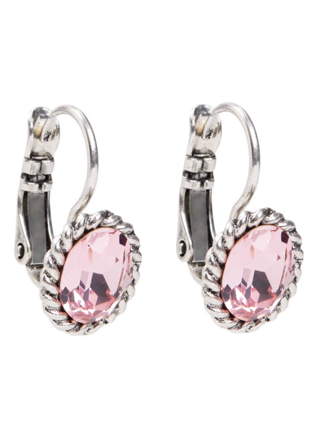Camps & Camps Oorhangers met Swarovski kristal verzilverd - voorkant lichtroze