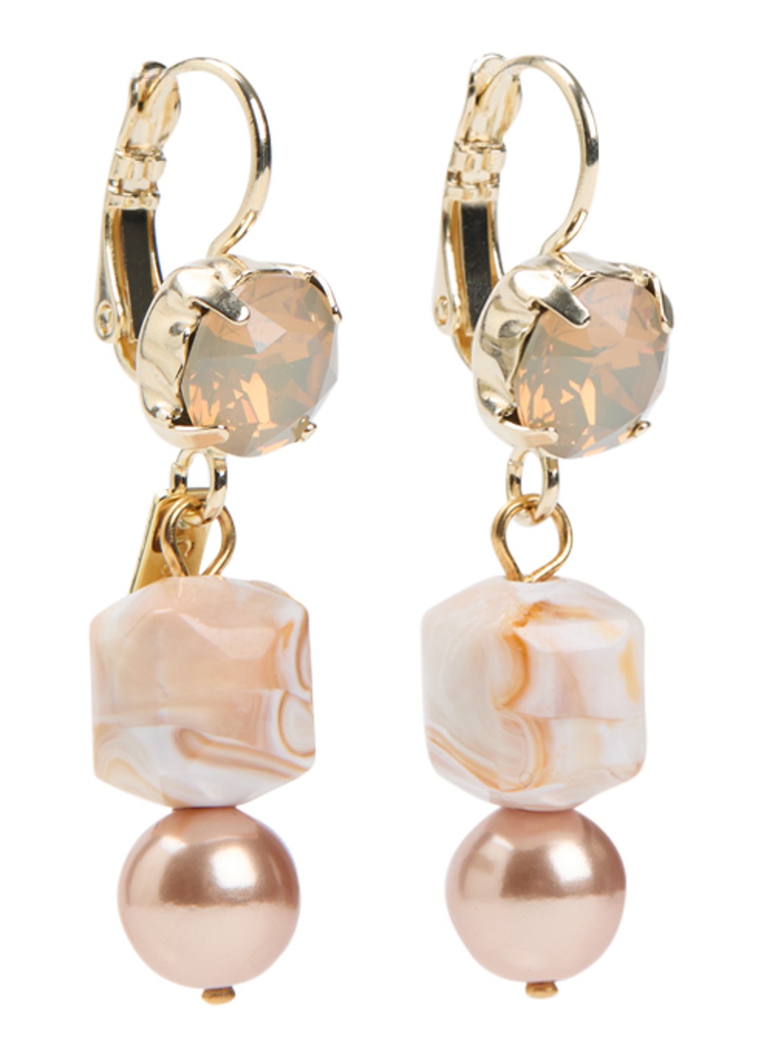 Camps & Camps Oorhangers met Swarovski verguld - voorkant 2 camel
