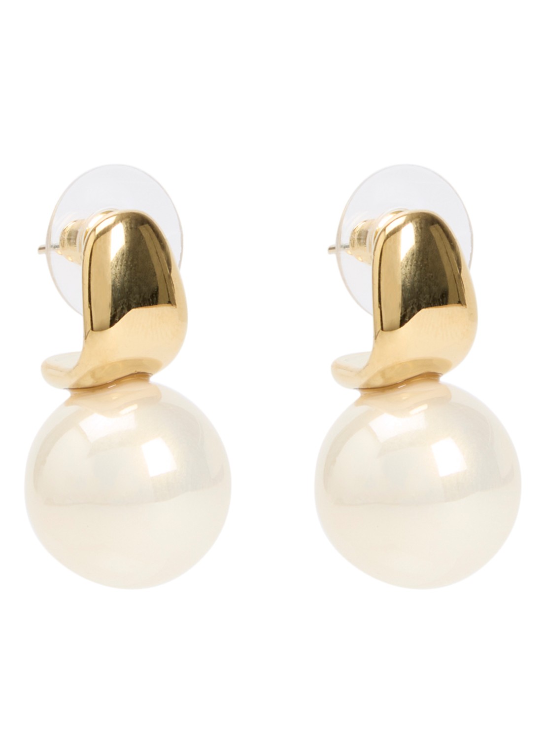 Camps & Camps Oval Pearl oorstekers verguld - voorkant parelmoer