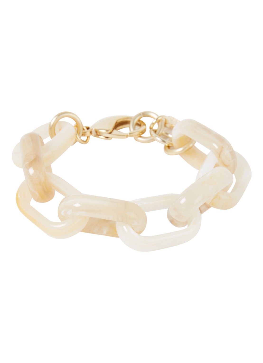 Camps & Camps Oval schakelarmband met verguld detail - voorkant beige