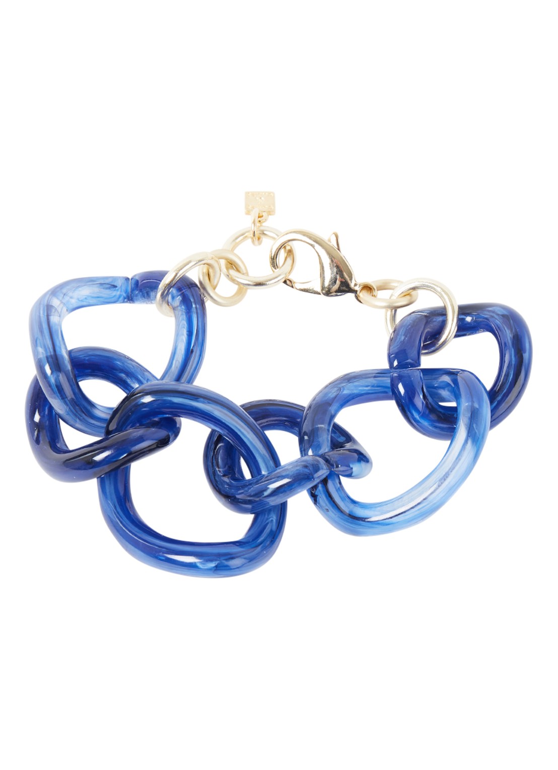 Camps & Camps Schakelarmband met verguld detail - voorkant blauw