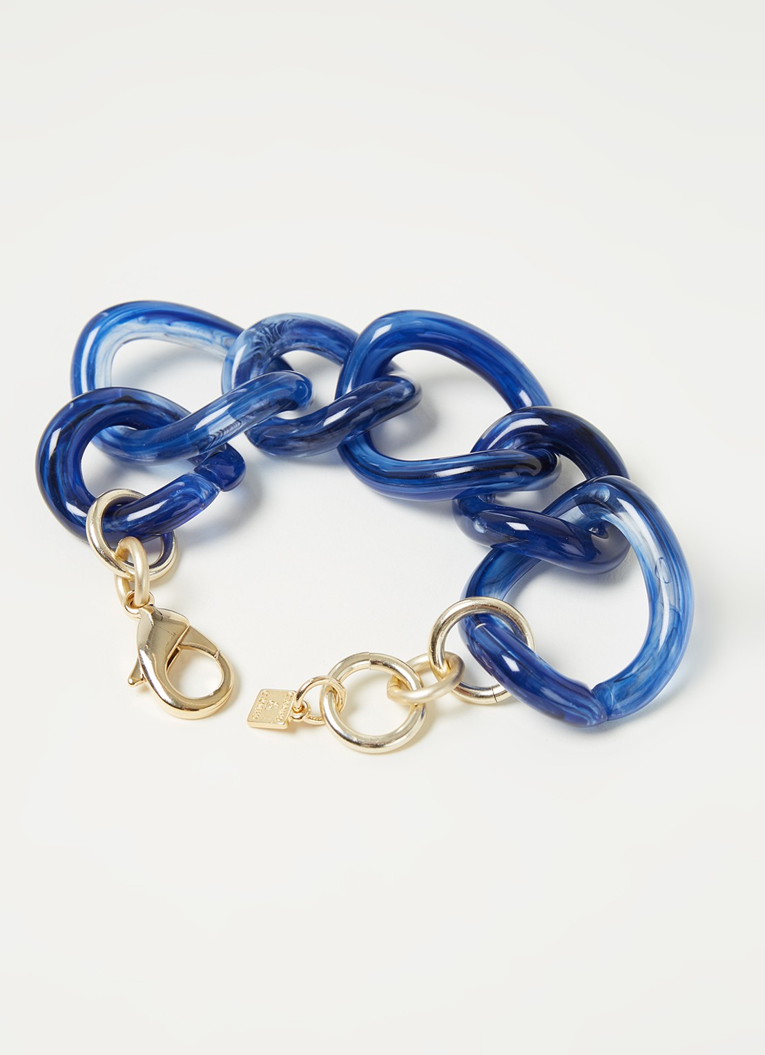 Camps & Camps Schakelarmband met verguld detail - voorkant 2 blauw