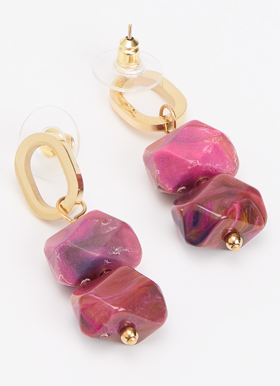 Camps & Camps Stones oorsteker verguld - detail paars