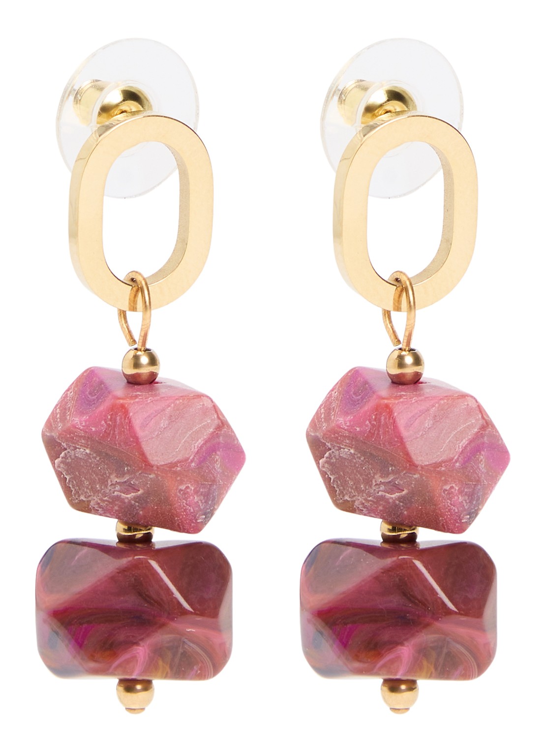 Camps & Camps Stones oorsteker verguld - voorkant 2 paars