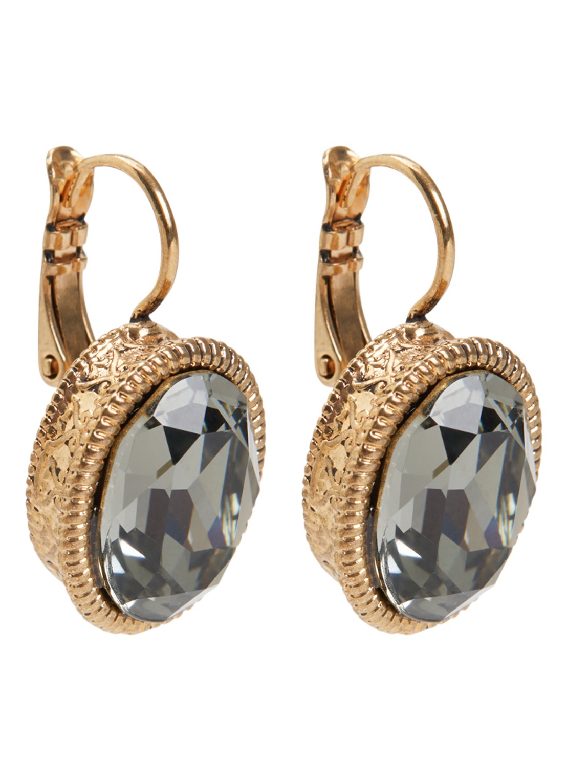 Camps & Camps Swarovksi Grey oorringen verguld - voorkant 2 goud