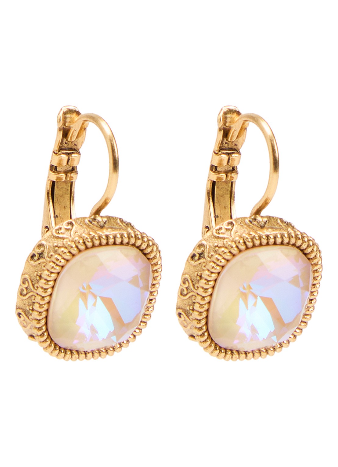 Camps & Camps Swarovski Ivory oorringen veguld - voorkant goud