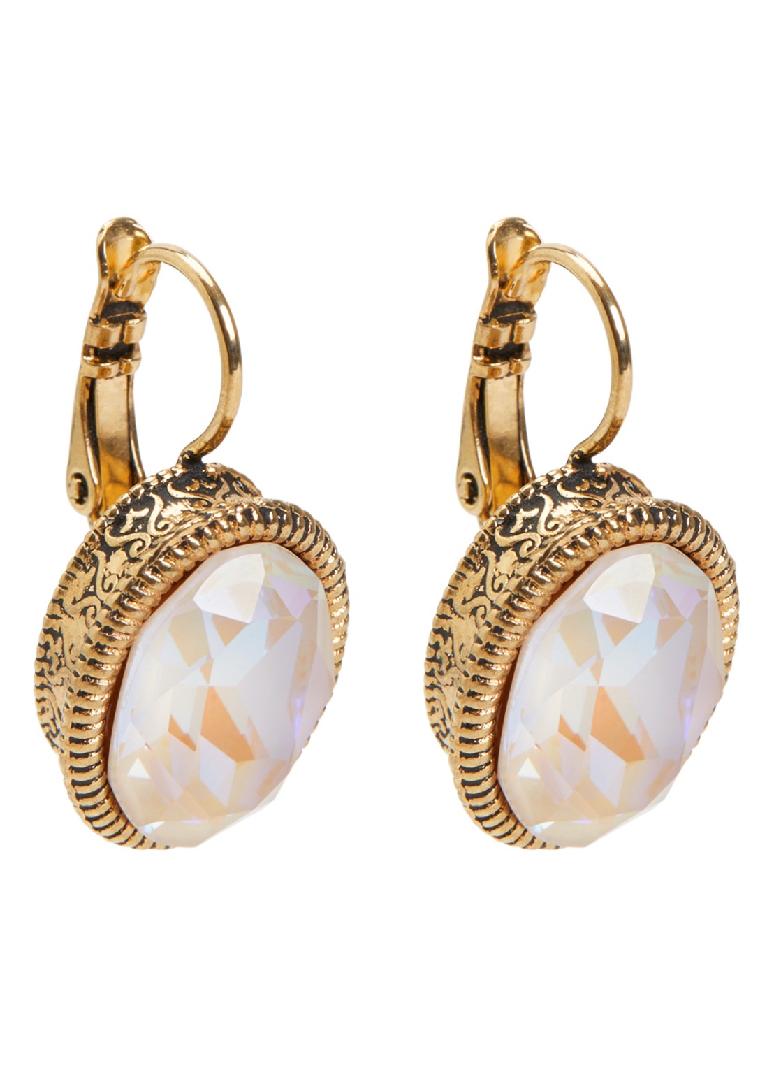 Camps & Camps Swarovski Ivory oorringen veguld - voorkant goud