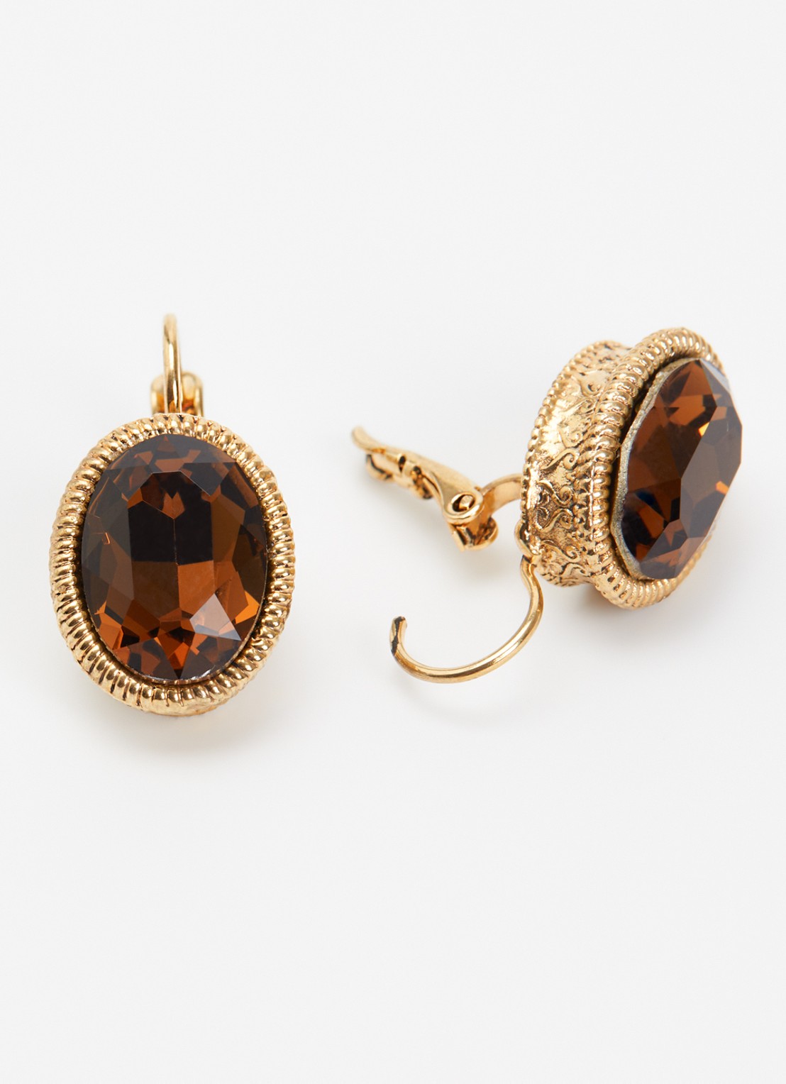 Camps & Camps Swarovski Smoked oorringen verguld - detail goud