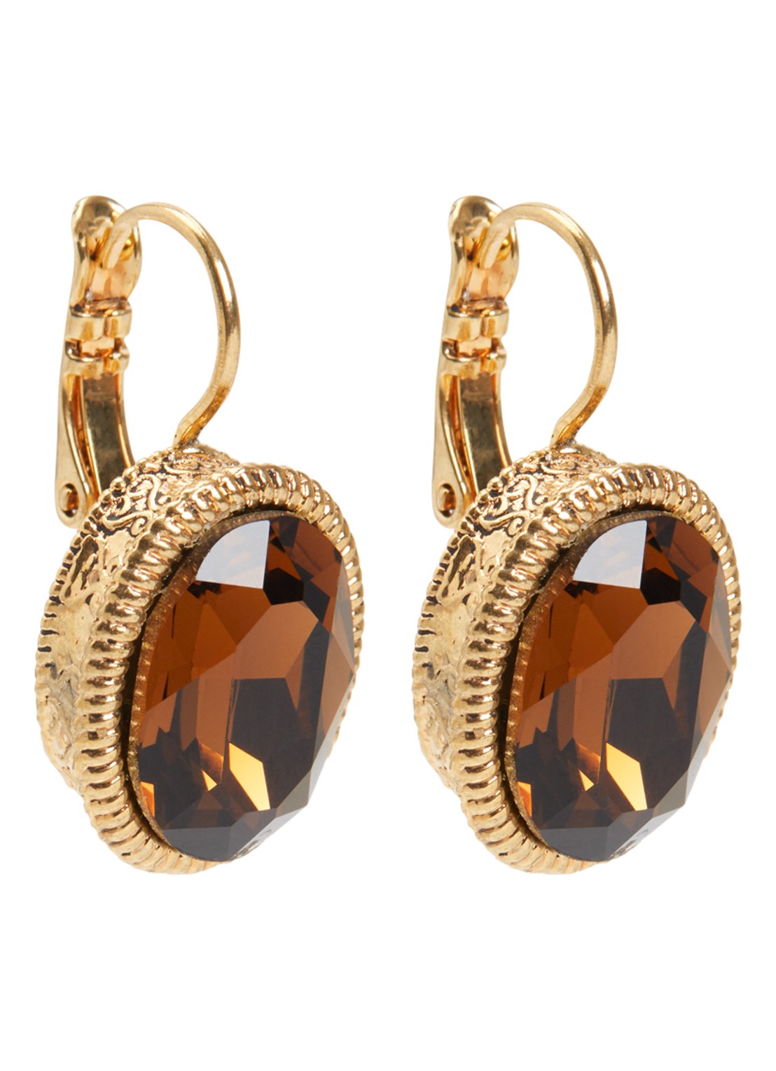 Camps & Camps Swarovski Smoked oorringen verguld - voorkant 2 goud
