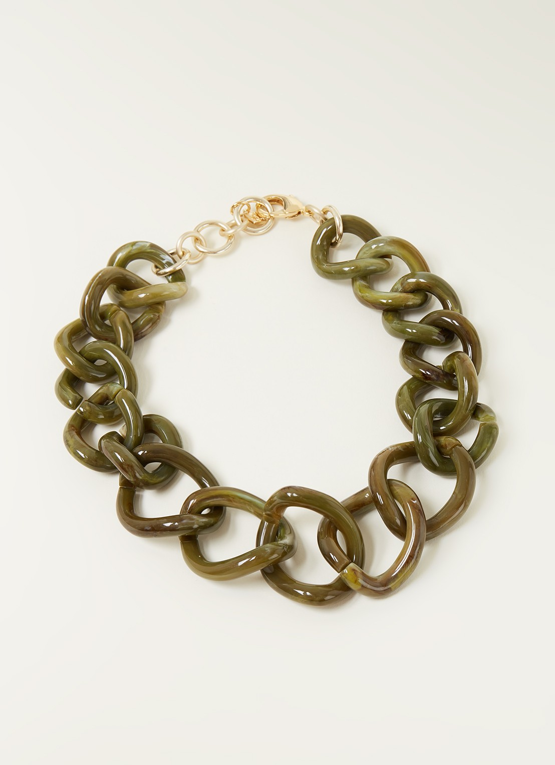 Camps & Camps Totally Vogue schakelketting met verguld detail - voorkant 3 groen