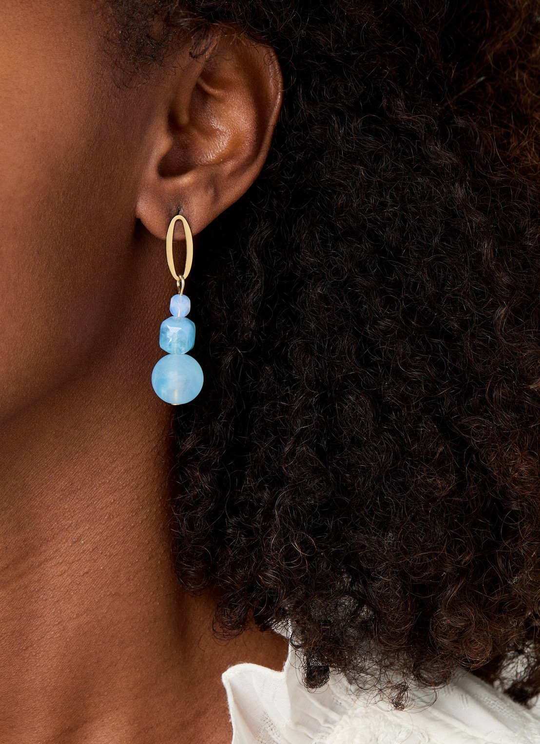 Camps & Camps Triple Soft Cloud oorstekers verguld - voorkant 2 blauw