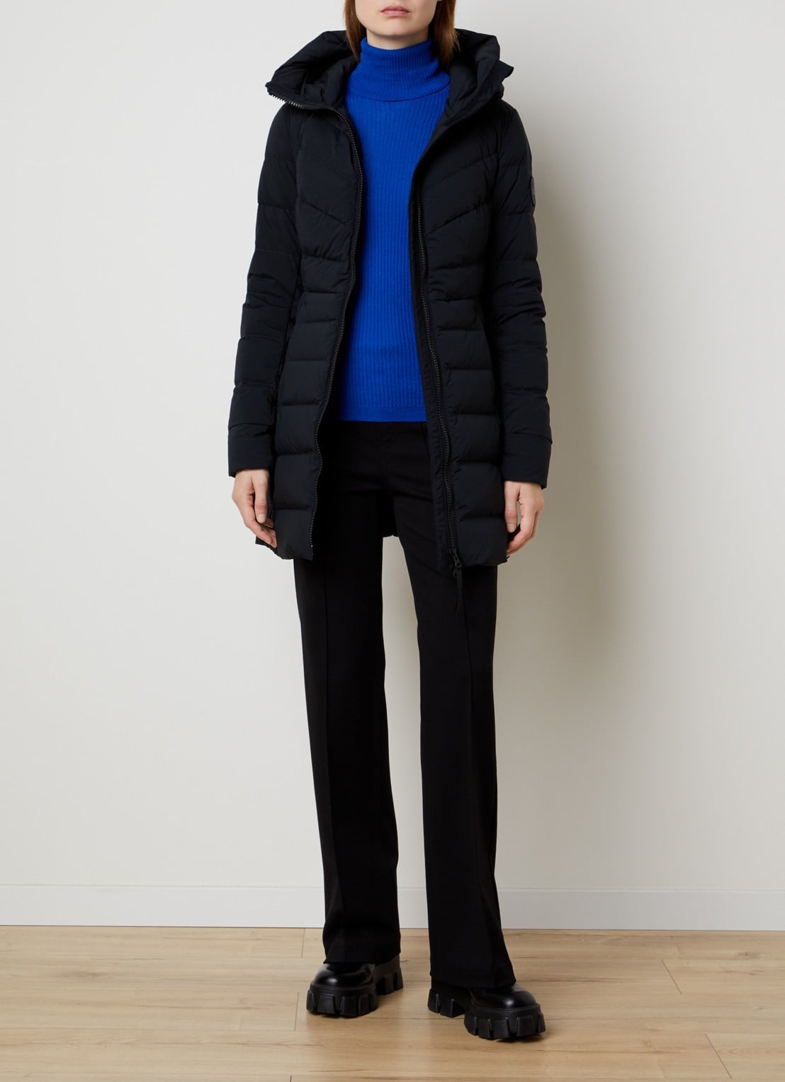 Canada Goose Clair gewatteerde jas met capuchon en donsvulling - voorkant 2 zwart