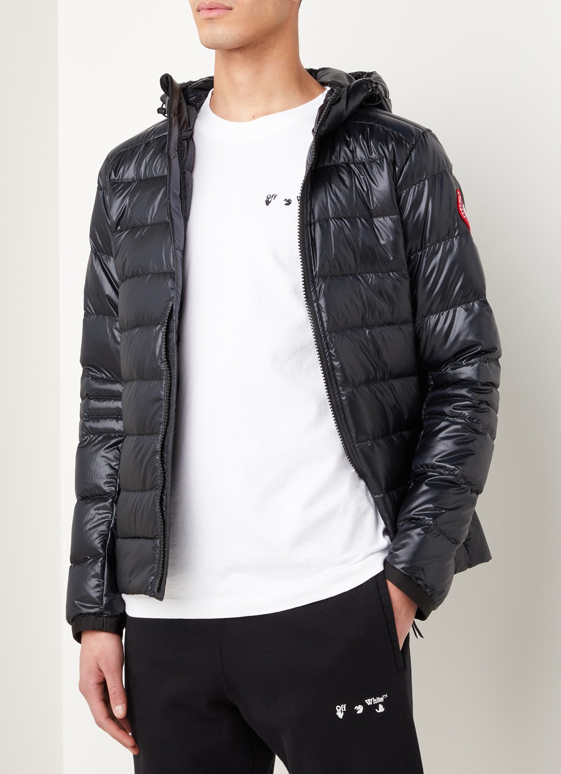 Canada Goose Crofton gewatteerd jack met capuchon en donsvulling - detail zwart