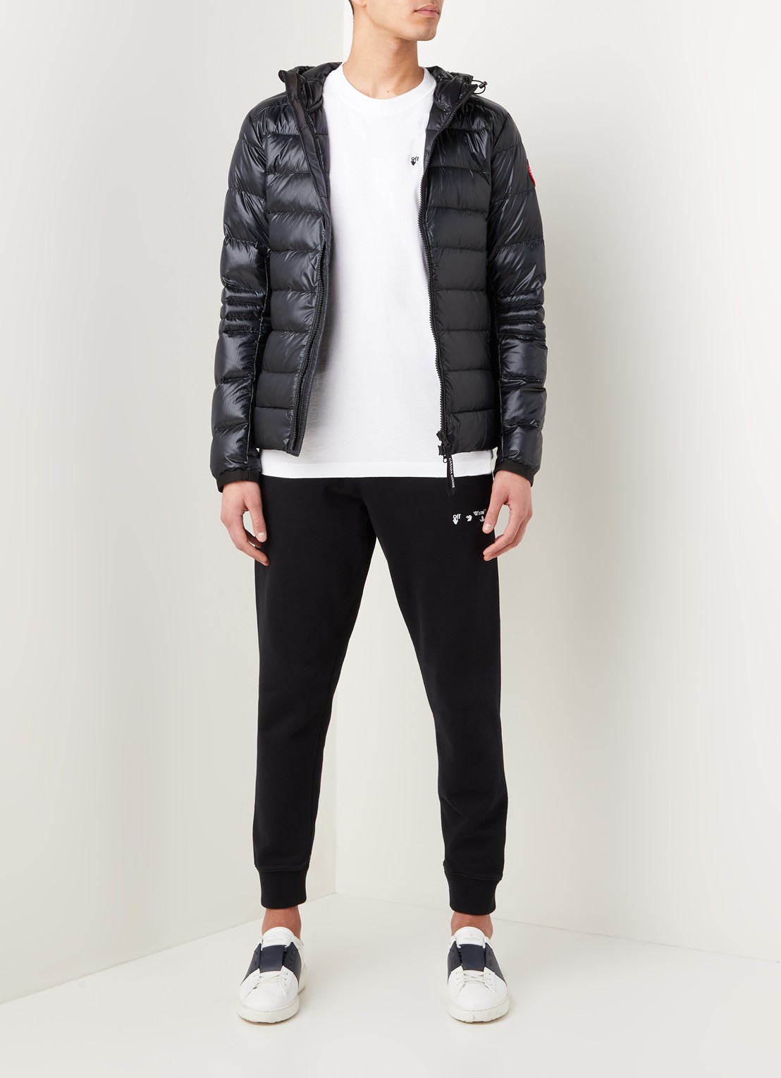 Canada Goose Crofton gewatteerd jack met capuchon en donsvulling - voorkant 5 zwart