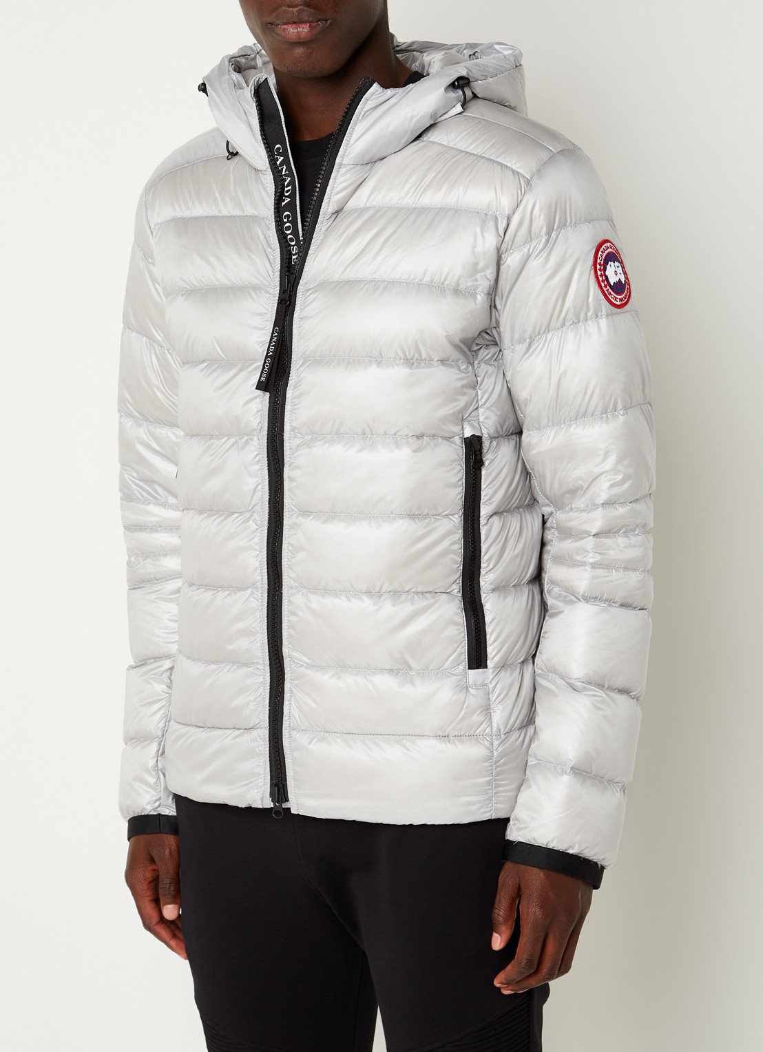 Canada Goose Crofton gewatteerd jack met capuchon en donsvulling - detail lichtgrijs